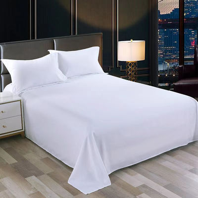 80 Fabric Count Cotton Hotel Bed Sheet Set για εξατομικευμένα σεντόνια σε λευκό χρώμα