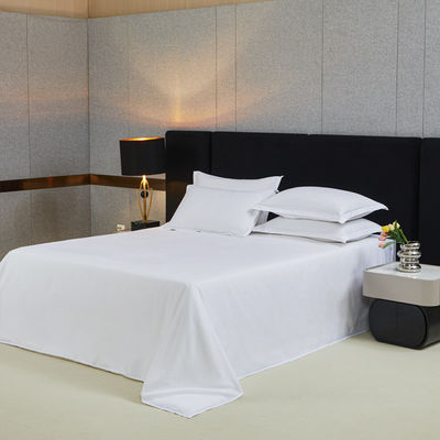 80 Fabric Count Cotton Hotel Bed Sheet Set για εξατομικευμένα σεντόνια σε λευκό χρώμα