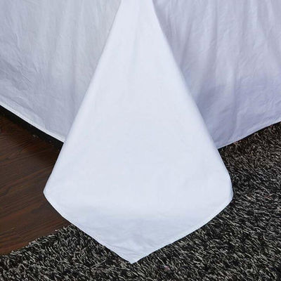 80 Fabric Count Cotton Hotel Bed Sheet Set για εξατομικευμένα σεντόνια σε λευκό χρώμα