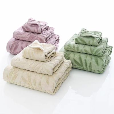 Όλες οι περιστάσεις Κόψτε βελούδινη Jacquard φύλλα πετσέτα μπάνιου για τα δώρα βαθμού στην Ημέρα της Γης