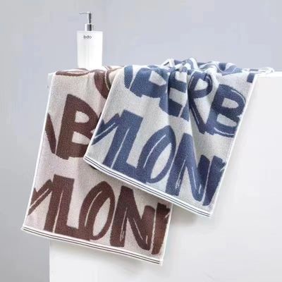 Σκοτεινό χρώμα 16pcs Savage Spun βαμβακερή πετσέτα προσώπου με ανθεκτικά στα λεκέτα γράμματα μπλε κάρυ