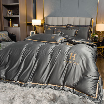 Σύγχρονο στυλ ξενοδοχείο Living Bed Linen Σκληρό χρώμα Έμβρυο Πλυντήριο Σίλκ Κουβέρτο Σετ