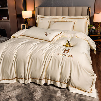 Σύγχρονο στυλ ξενοδοχείο Living Bed Linen Σκληρό χρώμα Έμβρυο Πλυντήριο Σίλκ Κουβέρτο Σετ