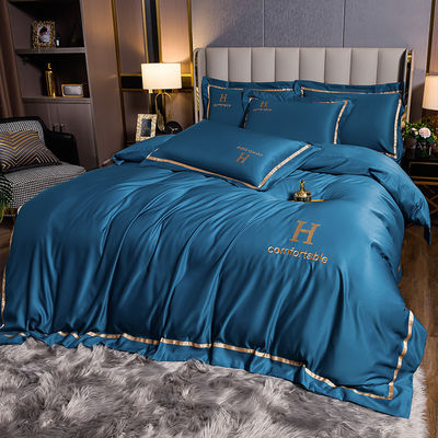 Σύγχρονο στυλ ξενοδοχείο Living Bed Linen Σκληρό χρώμα Έμβρυο Πλυντήριο Σίλκ Κουβέρτο Σετ