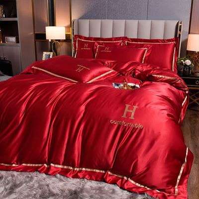 Σύγχρονο στυλ ξενοδοχείο Living Bed Linen Σκληρό χρώμα Έμβρυο Πλυντήριο Σίλκ Κουβέρτο Σετ