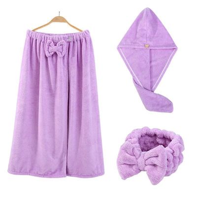 Αναβαθμίστε το μπάνιο σας με το Coral Velvet Bath Towel Set Μεγαλωμένο σουτιέν Νυχτερινή φούστα για μπάνιο και στεγνό καπέλο για μαλλιά