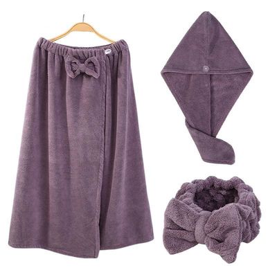 Αναβαθμίστε το μπάνιο σας με το Coral Velvet Bath Towel Set Μεγαλωμένο σουτιέν Νυχτερινή φούστα για μπάνιο και στεγνό καπέλο για μαλλιά
