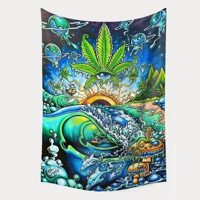 3D εκτύπωση Trippy μανιτάρια ταπετσαρία Hippie Ψυχαιδελική αφηρημένη τέχνη ταπετσαρία για τοίχο κρέμασμα