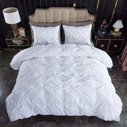 Δημοφιλία Αποθεματικό 90GSM 3 κομμάτια Κάλυψη Pintuck Soft Microfiber στρώμα κρεβατιού Όλες τις εποχές Προσαρμοσμένο κλείσιμο φερμουάρ