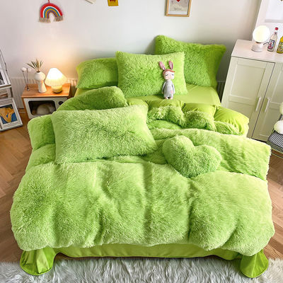 Πλούσιο Shaggy Velvet Fluffy Bed Duvet Covers Σετ σε Πολυχρωματικά Προσαρμοσμένα Λοξοφόρα Σχεδία