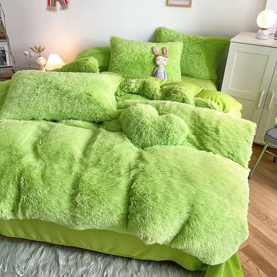Πλούσιο Shaggy Velvet Fluffy Bed Duvet Covers Σετ σε Πολυχρωματικά Προσαρμοσμένα Λοξοφόρα Σχεδία
