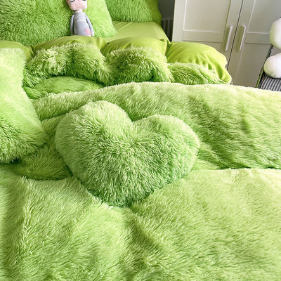 Πλούσιο Shaggy Velvet Fluffy Bed Duvet Covers Σετ σε Πολυχρωματικά Προσαρμοσμένα Λοξοφόρα Σχεδία