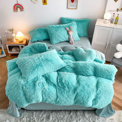 Ζεστό μπλε πολυτελή Shaggy Flanell Mink Velvet κρεβατοκάμαρα για όλες τις ομάδες το φθινόπωρο το χειμώνα