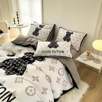 180GSM Cartoon White Bear Head Bear Design Set Bedding Collection Εγκατασταμένο σεντόνι Κάλυψη κρεβατιού Σεντόνι μαξιλάρι