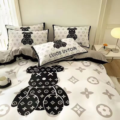 180GSM Cartoon White Bear Head Bear Design Set Bedding Collection Εγκατασταμένο σεντόνι Κάλυψη κρεβατιού Σεντόνι μαξιλάρι