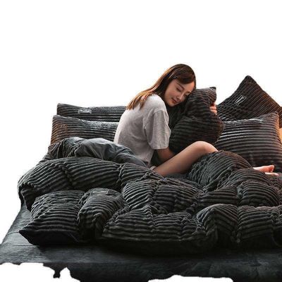 Σπίτι ξενοδοχείο 4 τεμάχια Φλαναλίνο στρώμα κρεβατοκάμαρα Κάλυψη κουβέρτας επίπεδο φύλλο Κουτί μαξιλάρι Queen/King Size