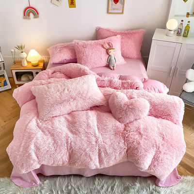 Χωρίς προσαρμογή απαιτείται Morden Luxury Jade Pink Shaggy Warm Mink Velvet Set