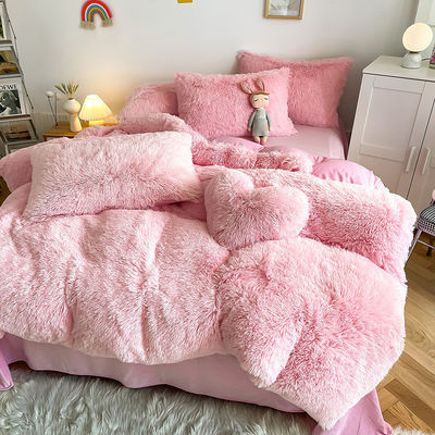 Χωρίς προσαρμογή απαιτείται Morden Luxury Jade Pink Shaggy Warm Mink Velvet Set