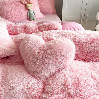 Χωρίς προσαρμογή απαιτείται Morden Luxury Jade Pink Shaggy Warm Mink Velvet Set