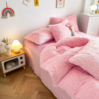 Χωρίς προσαρμογή απαιτείται Morden Luxury Jade Pink Shaggy Warm Mink Velvet Set