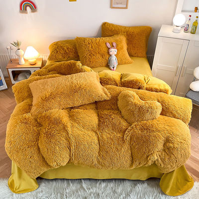 Ins Moss Green Luxury Shaggy Warm Mink Velvet Crystal Bed linen Set για χειμερινά σεντόνια