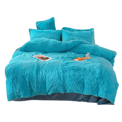 128x68 Δυσσωματικότητα υφάσματος Mink Fur Velvet Fluffy Plush στρώμα κρεβατιού 4 κομμάτια χρώμα ουράνιο τόξο