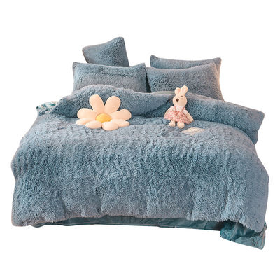 128x68 Δυσσωματικότητα υφάσματος Mink Fur Velvet Fluffy Plush στρώμα κρεβατιού 4 κομμάτια χρώμα ουράνιο τόξο