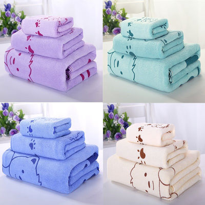 Αρχική/Οίκημα Κοραλλιοδέρμα Soft Towel Set Microfiber Bear Print Bath Towel Set Τρία κομμάτια