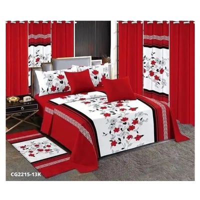 Μοντέλα Κόκκινο Γάμο Λουλούδι 13pcs στρώμα κρεβατιού με εξατομικευμένο μέγεθος και ταιριάζουν κουρτίνες