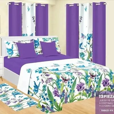 Μοντέλα Κόκκινο Γάμο Λουλούδι 13pcs στρώμα κρεβατιού με εξατομικευμένο μέγεθος και ταιριάζουν κουρτίνες