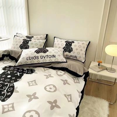 Διαγωνική εκτύπωση Luxury Violent Bear Sheet Set Customized Designer Bed Linen Set