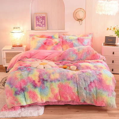 4 τεμάχια Queen Size Cover Set με σατέν φούστα και βαμβακερό βελούδο ύφασμα