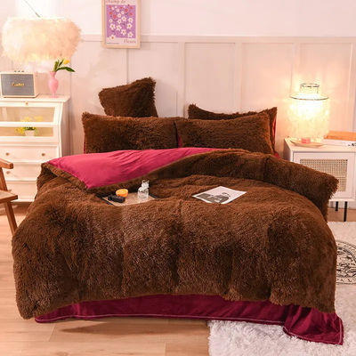 4 τεμάχια Queen Size Cover Set με σατέν φούστα και βαμβακερό βελούδο ύφασμα