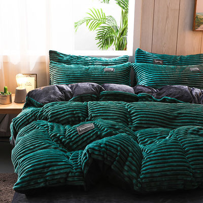 Κουίνεζ/Κινγκ Σίζ Fleece Velvet Duvet Cover Bed linen Set με χειμερινό σεντόνι και τυπωμένο σχέδιο