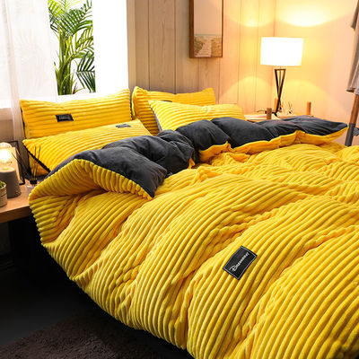 Κουίνεζ/Κινγκ Σίζ Fleece Velvet Duvet Cover Bed linen Set με χειμερινό σεντόνι και τυπωμένο σχέδιο