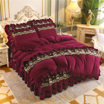 Σετ καλύμματος κουβέρτας 4pcs 400TC Κομπότινη φούστα κρεβατιού πολυτελή πλεξίματα κρεβατιού με 2 περιβλήματα μαξιλαριών