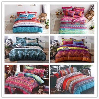 Home Hotel Bohemian Double Duvet Cover Set Μπλε με καφέ Boho Quilt στρώμα κρεβατιού
