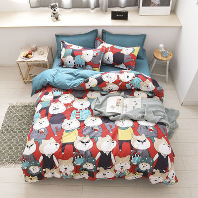 Απλό 4 PCs Cartoon Polyester Sheet Set για Δίδυμο Διπλό Βασίλισσα King Size κρεβάτια