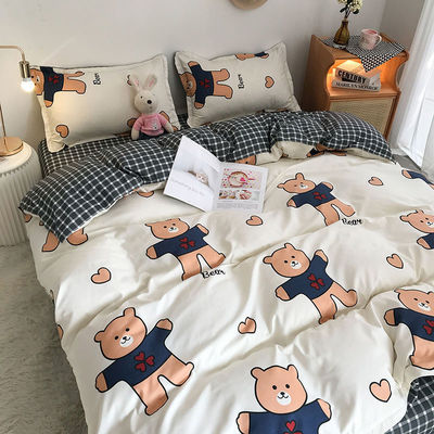 Απλό 4 PCs Cartoon Polyester Sheet Set για Δίδυμο Διπλό Βασίλισσα King Size κρεβάτια