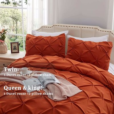 Μεγέθους Queen Solid Pinch Pleat Pintuck 3 τεμάχια Κάλυψη Πανδύας με διαμαντένια κεντήματα