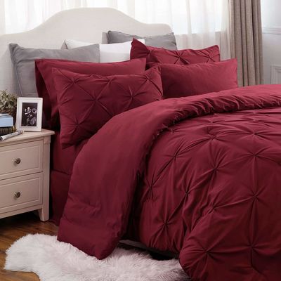 Μεγέθους Queen Solid Pinch Pleat Pintuck 3 τεμάχια Κάλυψη Πανδύας με διαμαντένια κεντήματα