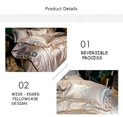 Γάμος Jacquard Τυπωμένο πολυτελή King Size μετάξι σατέν κρεβάτι για βιώσιμη άνεση