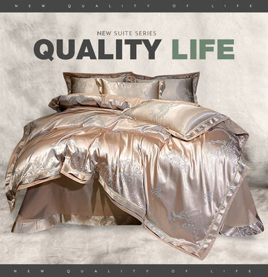 Γάμος Jacquard Τυπωμένο πολυτελή King Size μετάξι σατέν κρεβάτι για βιώσιμη άνεση