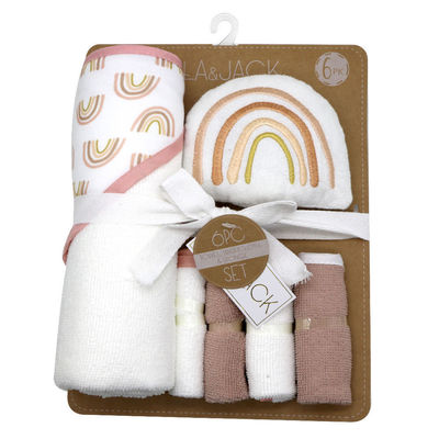 Σπίτι Baby Bath Set 6 κομμάτια με μαλακό καλυμμένο σφουγγάρι πετσέτας σφουγγάρι και πλυντήριο περιλαμβάνεται