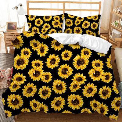Προσαρμοσμένο Sunflower Leopard εκτύπωση κουβέρτα κουβέρτα κάλυψη σετ για μη-αναλώσιμα κρεβατάκια