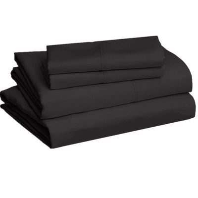 Πλέσιμο Super Soft Microfiber 4 τεμάχια στρώμα κρεβατιού με βαθιές τσέπες Queen Black Solid